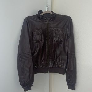 Faux leather brown jacket.